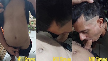 Novinho com tesao na piroca me botou pra mamar no estoque do trabalho