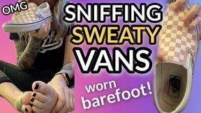 Sniffing & Describing Smelly Sweaty Feet and Vans Shoes Worn Without Socks