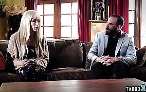 Petite blonde tranny babe Jenna Gargles fucked bareback by her stepfather