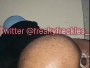 Bubble butt bottom stretches his bussy with huge butt plug