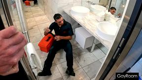 Plumber Stud Uses His Tool To Clear Out Brody'_s Drain Hole