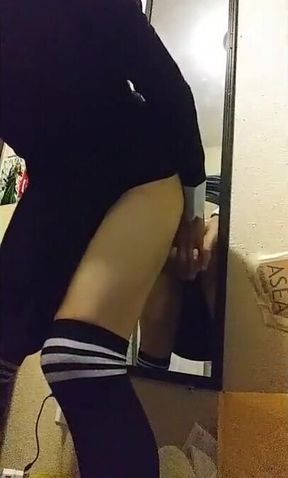 Latin Twink Crossdresser Rides His Toy