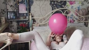 Mishel inflates makes heel pop then blow to pop