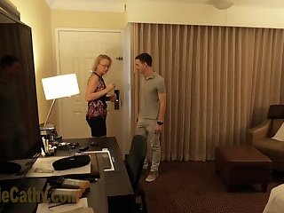Granny Cathy Brings Young Dick Hotel Room