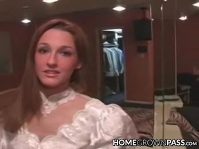 Stunning bride gets her pussy hammered