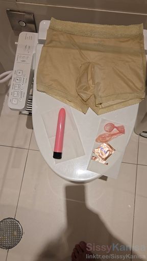 Sissy Kanisa Cum and Play Her Ass Hole in Public Toilet