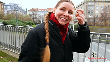 Cum inside a girl with a European braided hairstyle