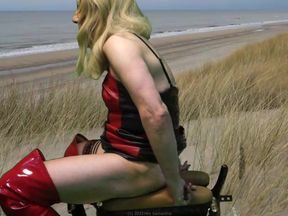 Mrs Samantha Riding Three Dildos on Her Monkey Rocker Fuck Chair
