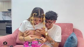 Her tiny hands learn to touch my phone as I let her feel my big cock&#x1F346;