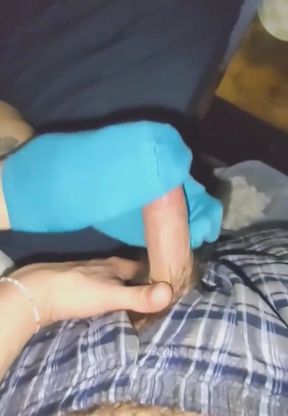 Sexy Blue No Show Ankle Socks Sockjob Handjob Cum