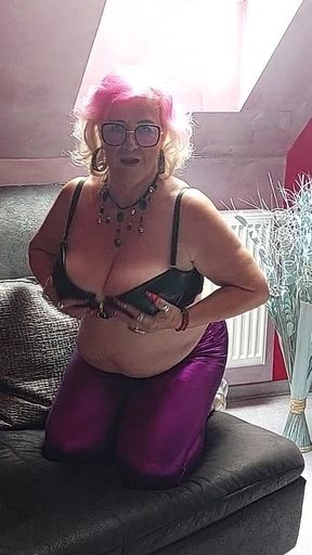 Busty Mature Slut Squeezes Massive Tits Moaning in Heels