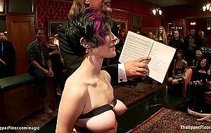 Bound busty slave interracial banged