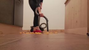 Vacum cleaner sucking up 40 eggs