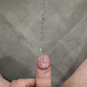 A lot of cum on bathroom floor - huge cumshot