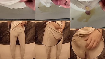 I couldn't hold it - wetting myself in gym outfit - front view and POV