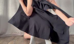 masked anime girl masturbates in black panties
