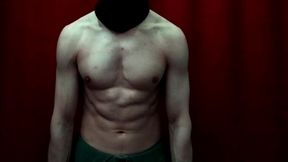 work with dumbbells on biceps and trapezium