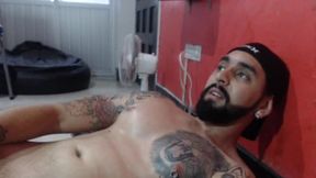 Hot Beardy Muscled Tattoed Body Latino Model Almost Cumshot Show