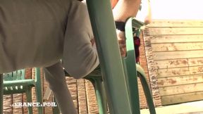 Skinny French Arab Slut with Tiny Tits in Fishnet Stockings Gets Screwed up and Cum Covered After a Good Rimming in the Garden