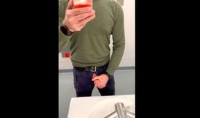 Train Station Boner, Into the Toilet to Jack-off and Cum