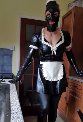 Really Should Be Concentrating on My Chores and Not Flashing the Camera Latex Maid