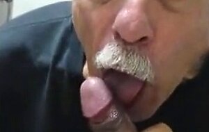 Old daddy give me blowjob and eat my cum