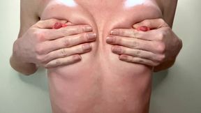 Autumn Orchid and tit play, pierced nipple pinching, nails dragging, sex flush nipplegasm pleasure