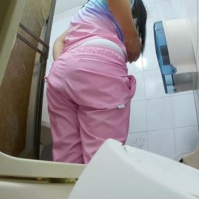 Camera catches nurse pissing in hospital bathroom