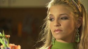 Swimming pool outdoor action with blonde babe