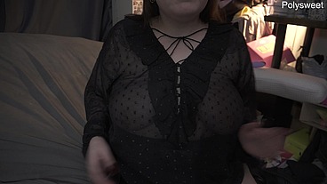 Solo Milf masturbates with a new vibrator to orgasm with a strong squirt