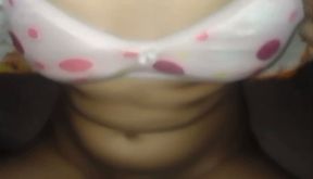 My girlfriend surprised me by showing me her white boobs and pink pussy.