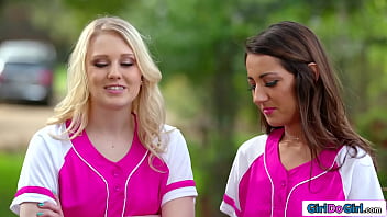 Busty blonde babe will do anything to get on the soccer team