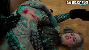 Goth Lesbian Latex Duet: Fisting &mdash;  Squirt Fun &mdash;  and Anal Gapes