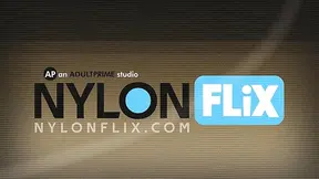 Ebony cutie teases and sucks in nylon stockings