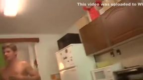 Big dick foursome in kitchen