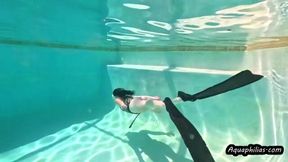 Aquaphilias- Neji- Freediving Sexiness in a Silver One Piece Leohex Suit