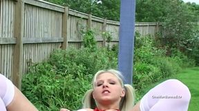 Outdoor peeing and toying