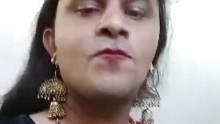 Indian crossdresser Shreya in black saree 2