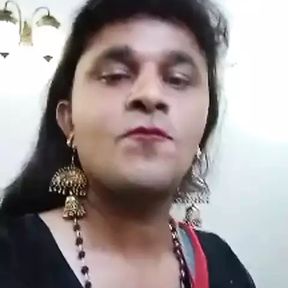 Indian crossdresser Shreya in black saree 2