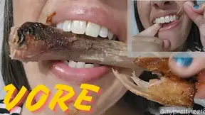 Eating Ribs then Flossing Teeth