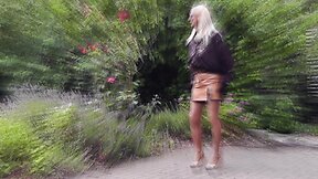 Fashion show with cumshot: tight leather miniskirt, part 2 of 4