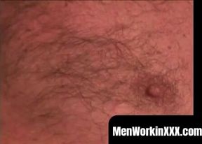 Mature hairy hunk pulls on his throbbing boner and loves every moment