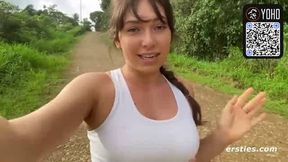 Sexy German dark haired jerks outdoors