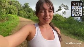 Sexy German dark haired jerks outdoors