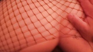 BBW into Fishnets take TBD into her Gigantic Butt