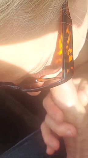 Selena's Car Blowjob in Glasses