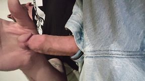 Gooning and stroking on the couch with my Big White Cock Goon stick