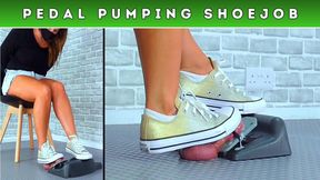 Pedal Pumping The Cum From Your Balls Under My Gold Converse Sneakers (249) - Split Cam 2 - Cock Trample Trampling Pump CBT Trainers Shoejob Footjob