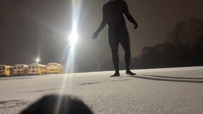 Playing In The Snow For The First Time Butt Ass Naked With Only My Mask On