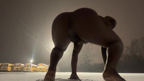 Playing In The Snow For The First Time Butt Ass Naked With Only My Mask On